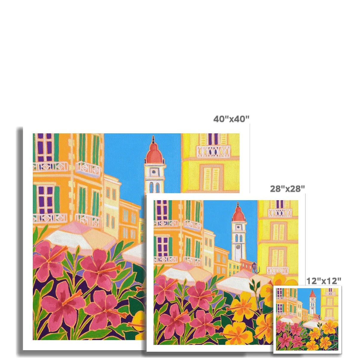 Joanne Short Greece Artwork. Open Edition Greek Art Print of Corfu. 'Warm Colours, Saint Spyridon, Corfu Town Greece'. Greek Art Gallery - Image 3