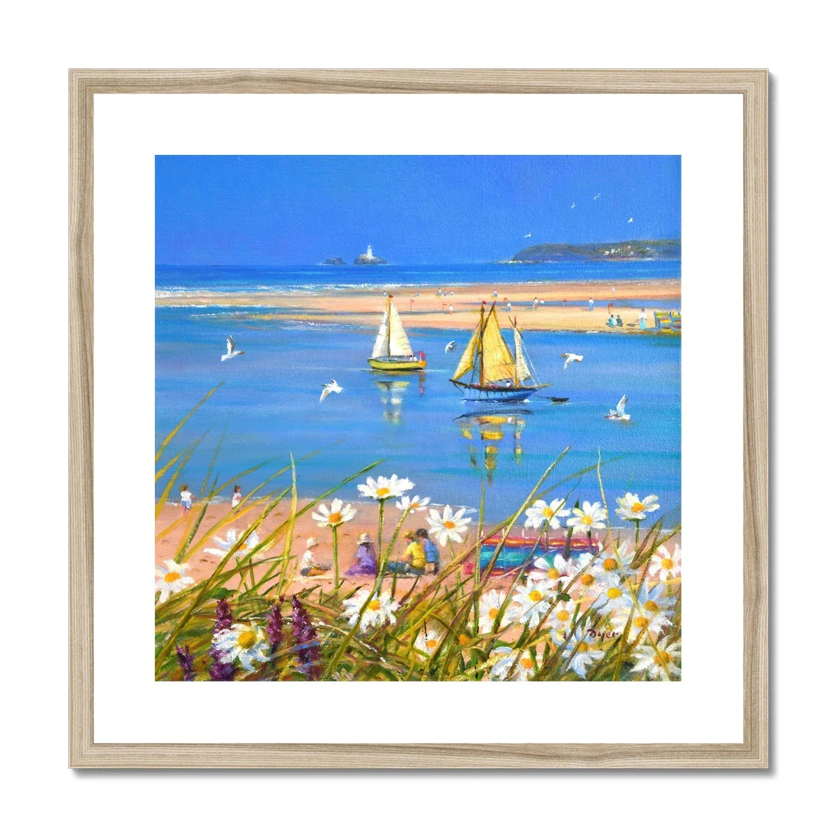Ted Dyer Framed Open Edition Cornish Fine Art Beach Print. 'Warmth of the Day, Hayle'. Cornwall Art Gallery - Image 3