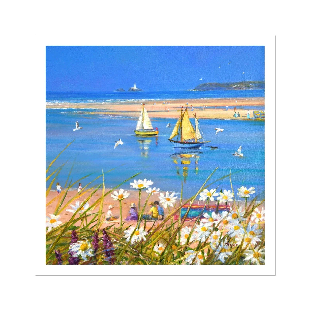 Ted Dyer Fine Art Print. Open Edition Cornish Art Print. 'Warmth of the Day, Hayle'. Cornwall Art Gallery