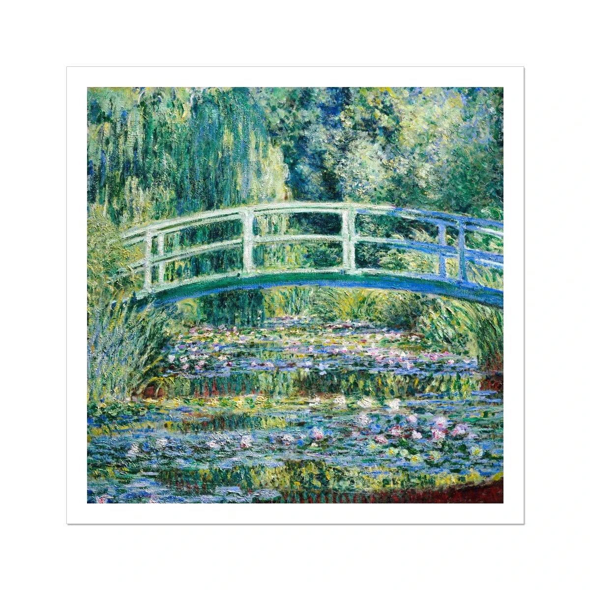 'Water Lilies and Japanese Bridge' by Claude Monet. Giverny Garden. Open Edition Fine Art Print. Historic Art