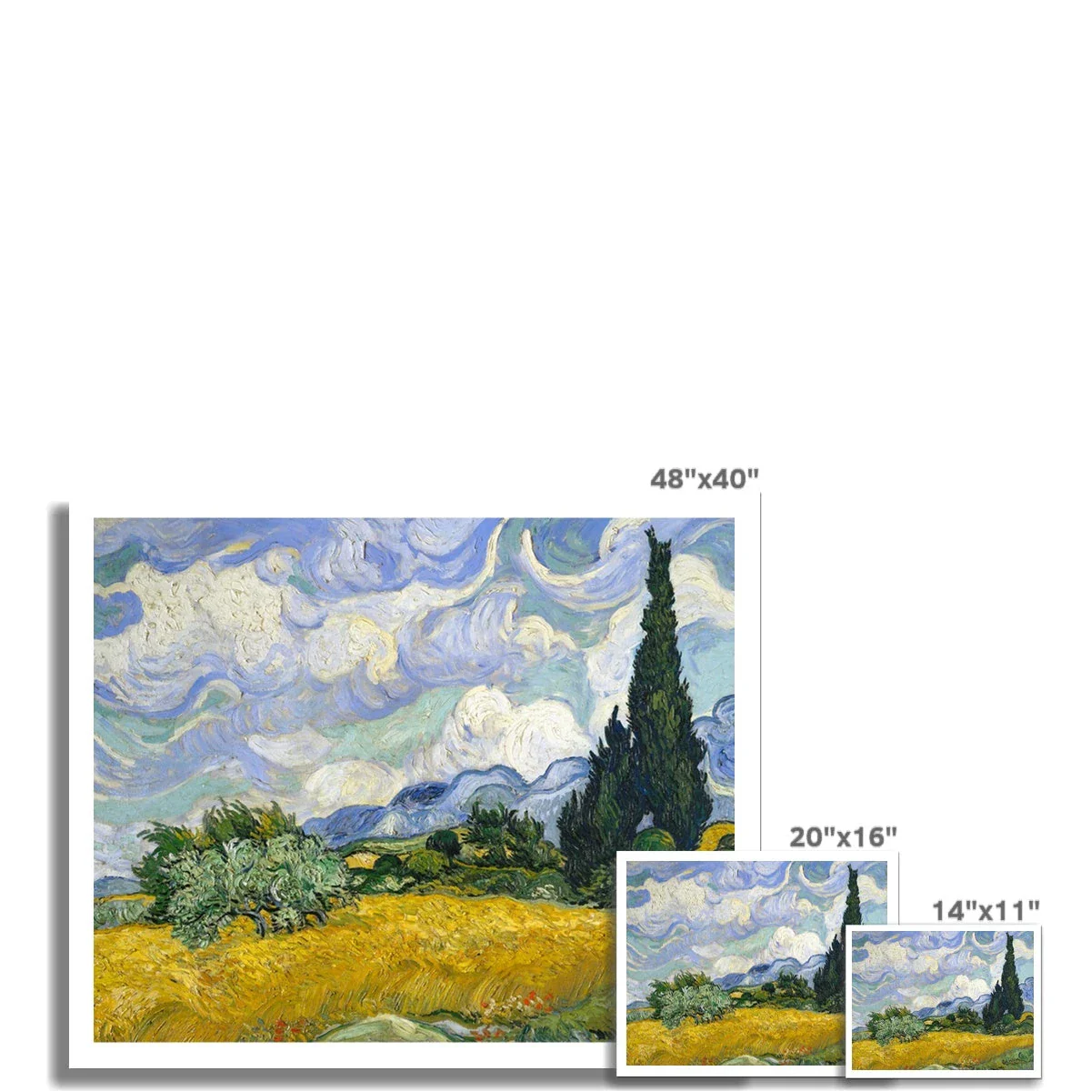 'Wheat Field with Cypresses' by Vincent Van Gogh. Open Edition Fine Art Print. Art Gallery Historic Art - Image 3