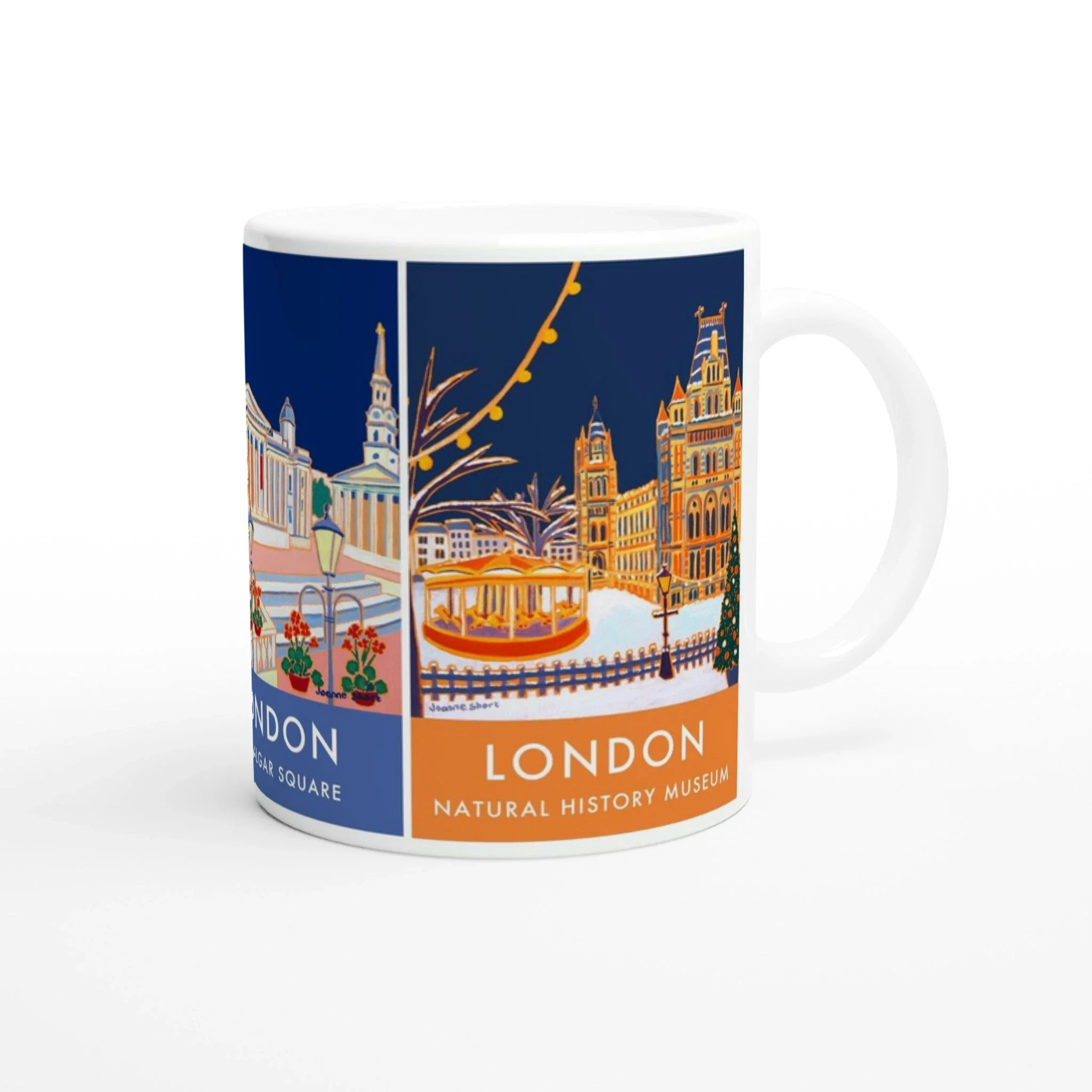 Joanne Short Ceramic Art Mug featuring London. Westminster Abbey, Trafalgar Square and the Natural History Museum - Image 4