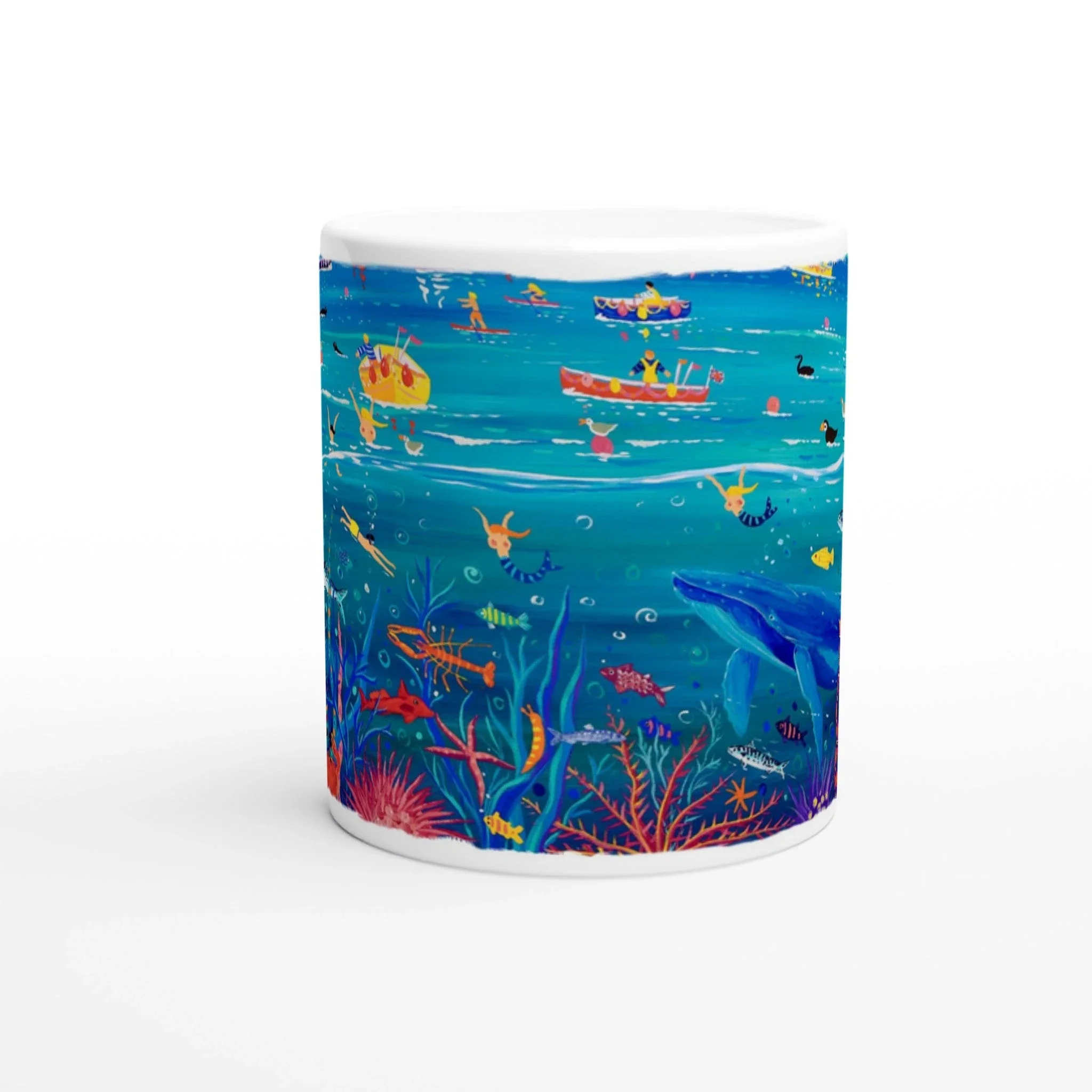 John Dyer Ceramic Cornish Art Mug. 'Underwater Wonders, Mount’s Bay Whale' - Image 3