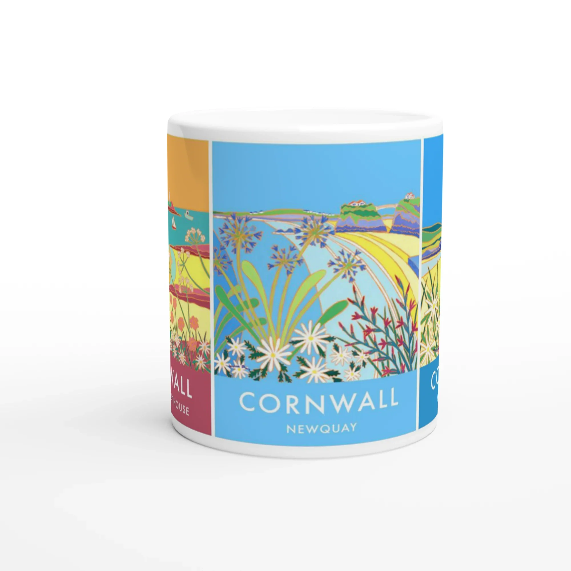 Joanne Short Ceramic Cornish Art Mug featuring Godrevy, Newquay and Holywell Bay in Cornwall - Image 3
