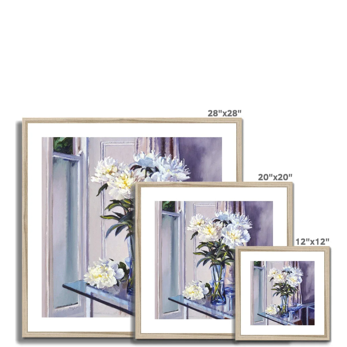 Ted Dyer Still Life Framed Open Edition Cornish Fine Art Print. 'White Peonies in a Blue Vase'. Cornwall Art Gallery - Image 5