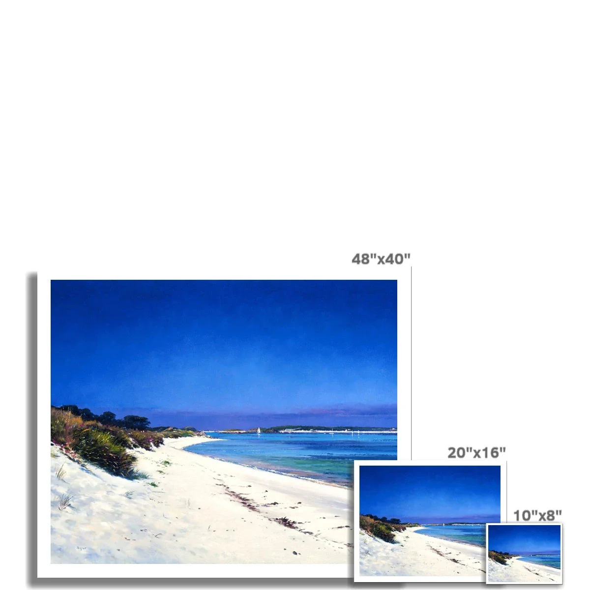 Ted Dyer Fine Art Beach Print. Open Edition Cornish Art Print. 'White Sands, Pentle Bay, Tresco'. Cornwall Art Gallery - Image 3