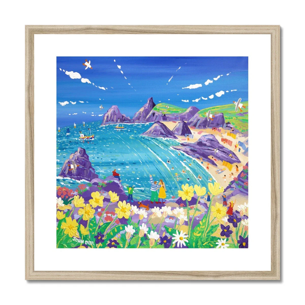 John Dyer Framed Open Edition Cornish Fine Art Print. 'Wild Flowers and Sunshine, Kynance Cove'. Cornwall Art Gallery - Image 3