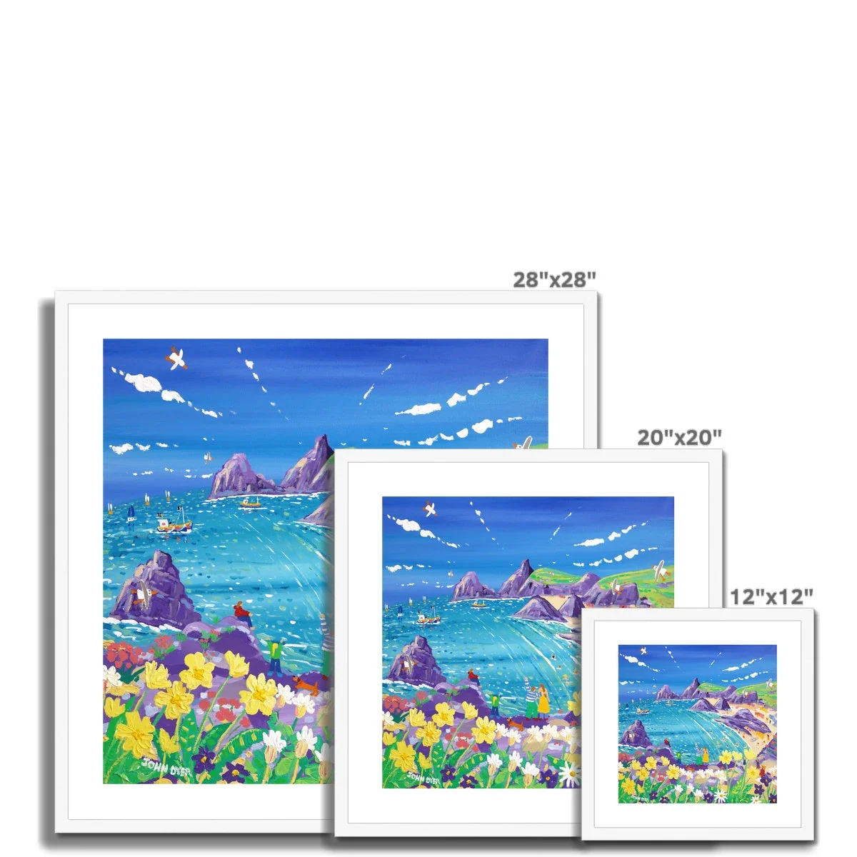 John Dyer Framed Open Edition Cornish Fine Art Print. 'Wild Flowers and Sunshine, Kynance Cove'. Cornwall Art Gallery - Image 4