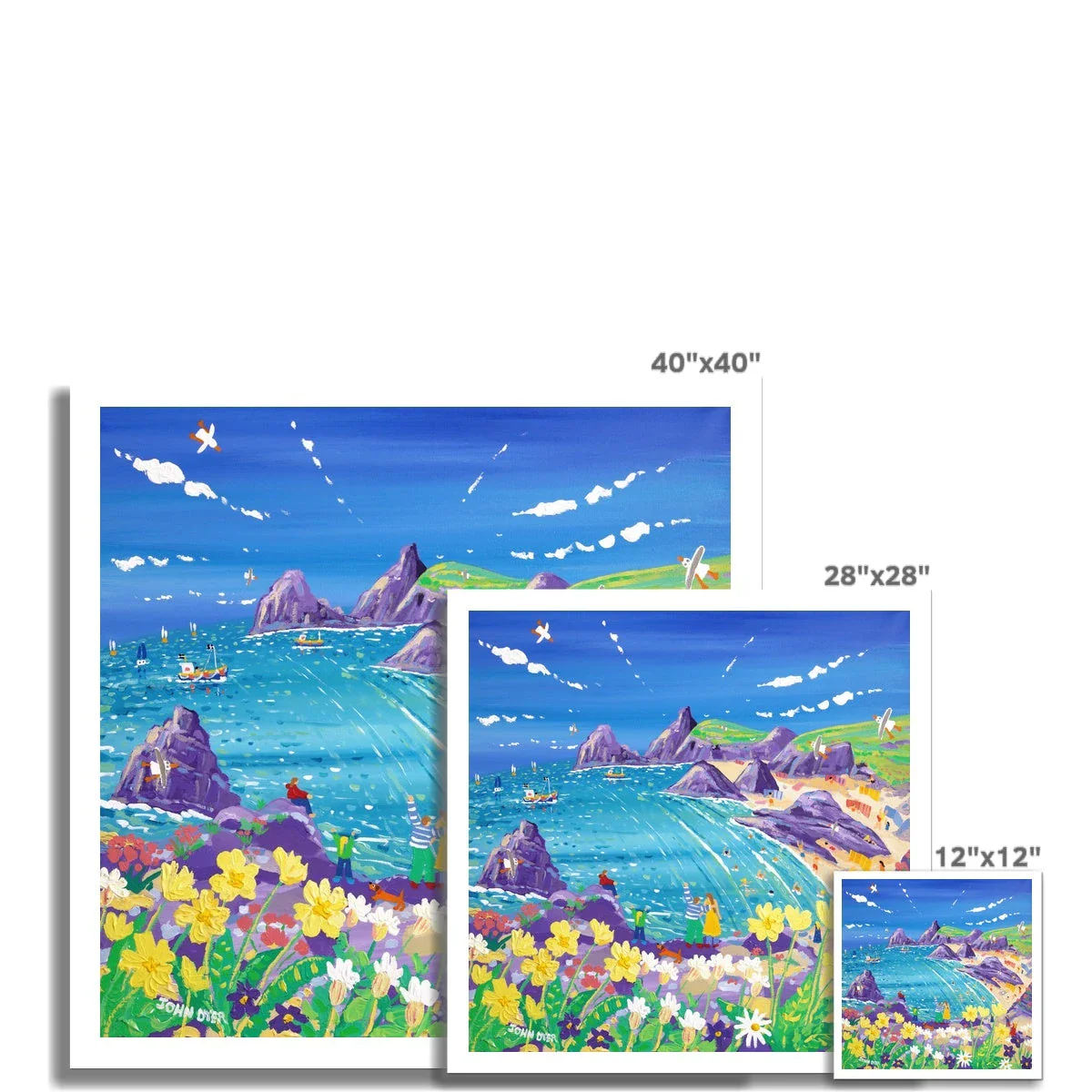 John Dyer Fine Art Print. Open Edition Cornish Art Print. 'Wild Flowers and Sunshine, Kynance Cove'. Cornwall Art Gallery - Image 3