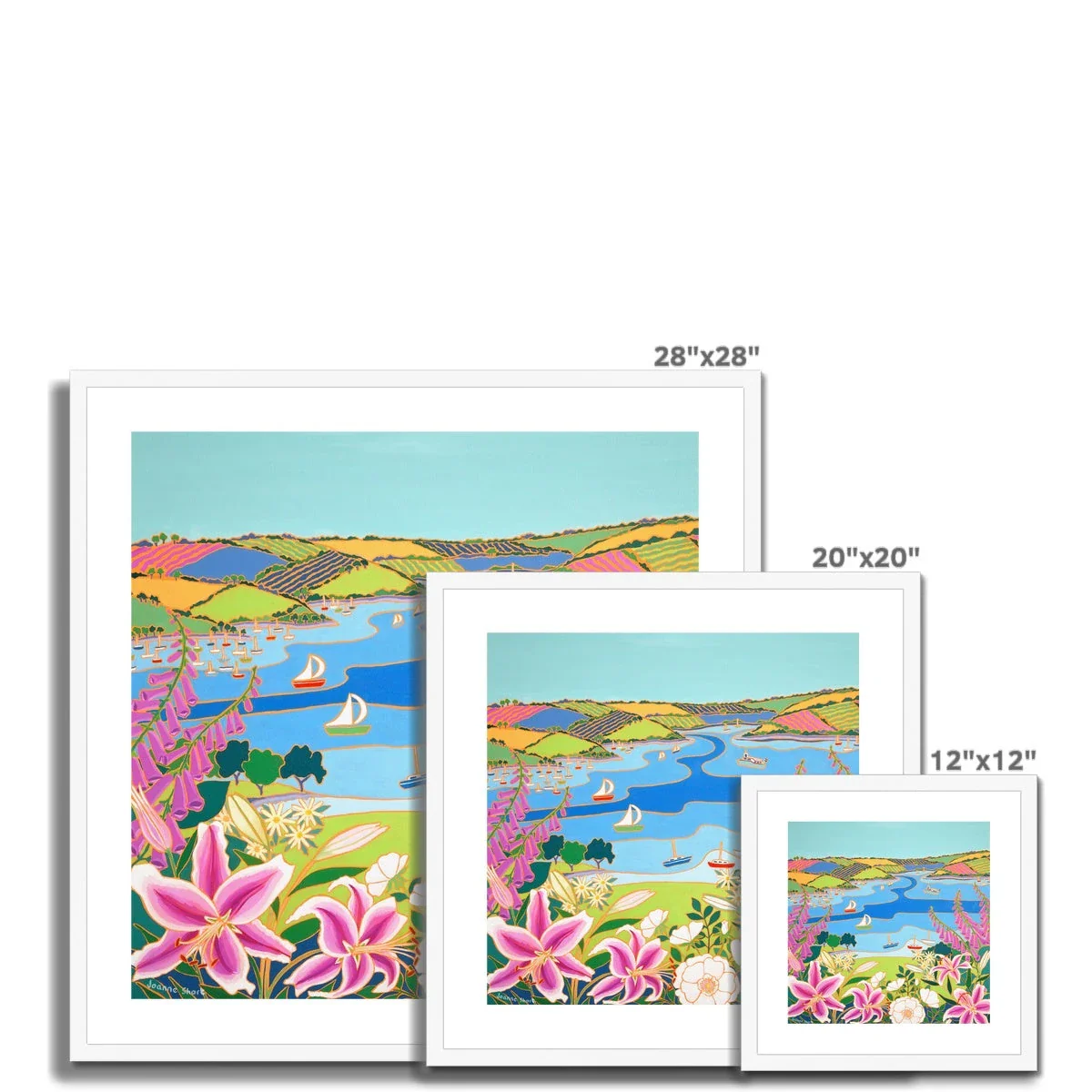 Joanne Short Framed Open Edition Cornish Fine Art Print. 'Wild Flowers and Wedding Lilies'. Cornwall Art Gallery - Image 4
