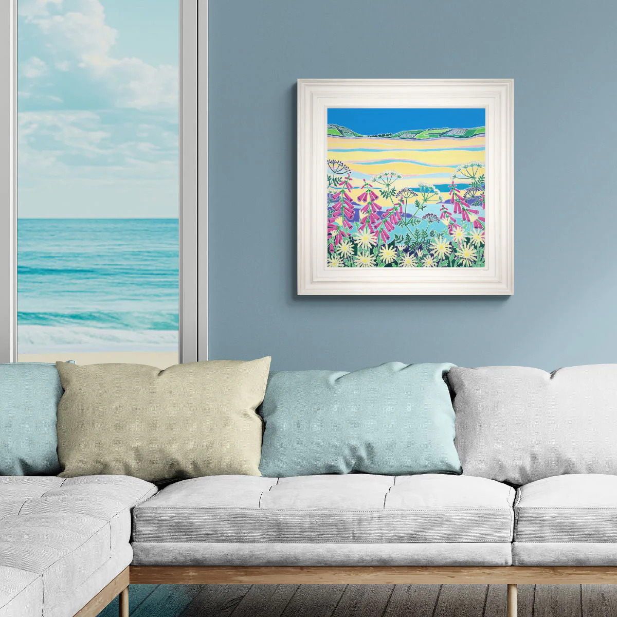 'Wild Flowers at Low Tide, The Camel Estuary'. 24x24 inches oil on canvas. Painting of Cornwall by Cornish Artist Joanne Short - Image 3