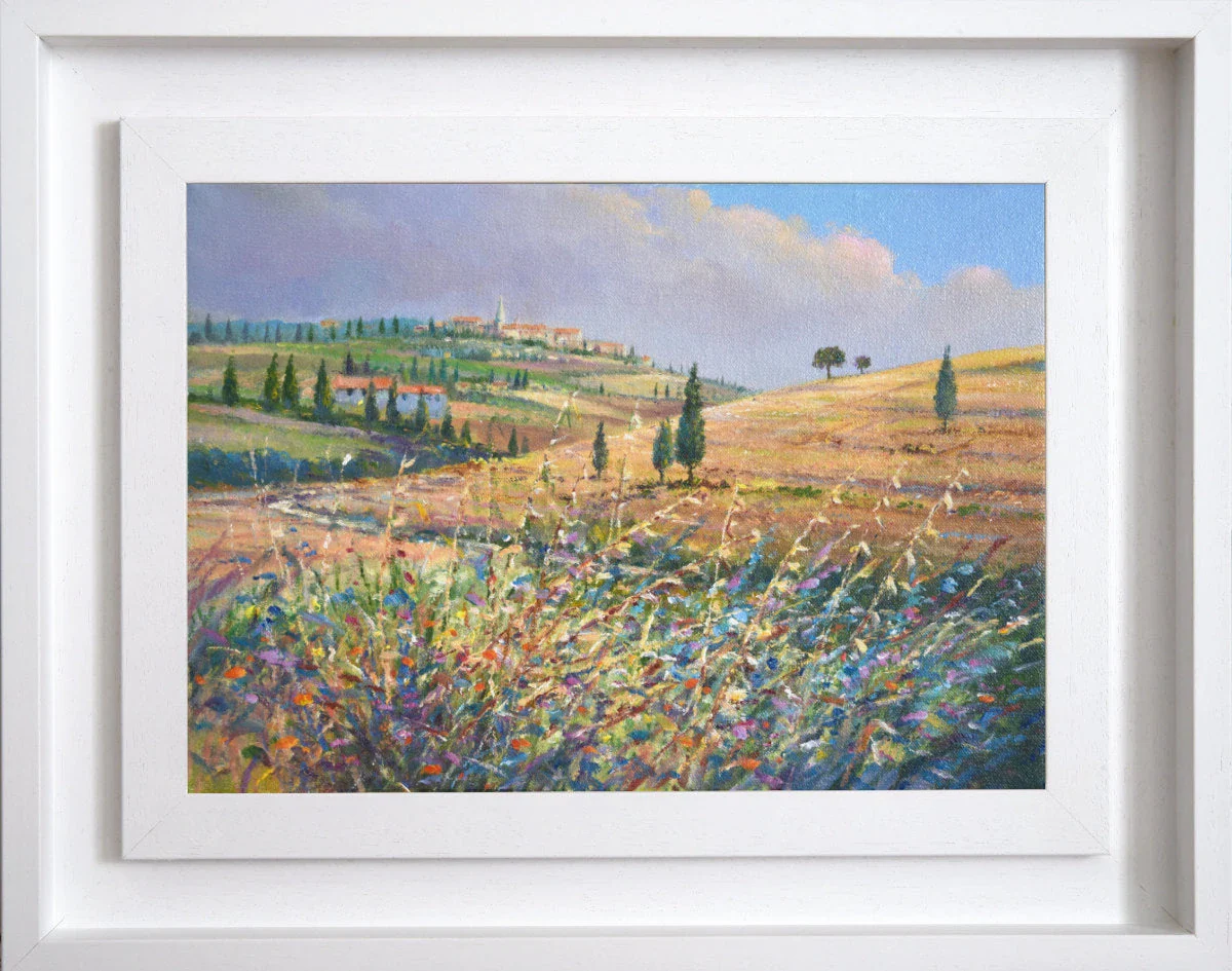 'Winding Road to Pienza, Tuscany, Italy', 10x14 inches original art oil on canvas. Landscape Painting of Italy by British Artist Ted Dyer - Image 2