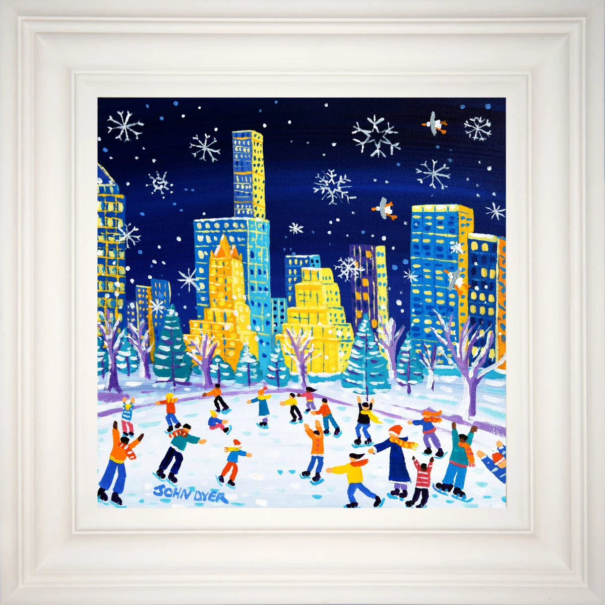 'Winter Wonderland, Central Park, New York', 12x12 inches acrylic on canvas. Paintings of America by British Artist John Dyer. American Art Gallery - Image 2