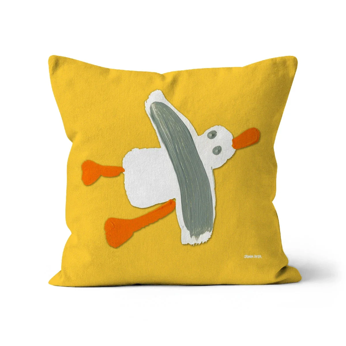 Yellow Cornish Seagull Art Cushion by John Dyer - Image 8